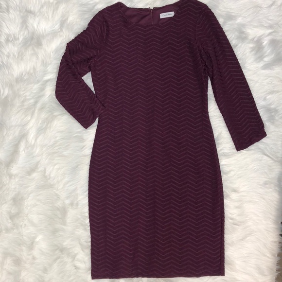 Calvin Klein Dresses & Skirts - Calvin Klein ribbed purple straight body con dress